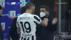 Un frame della lite tra Bonucci e il dirigente dell'Inter - Foto Ansa © www.giornaledibrescia.it