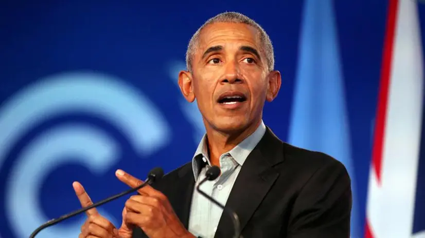 Obama durante il suo intervento alla Cop26 di Glasgow