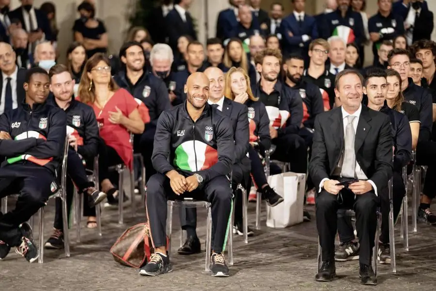 Marcell Jacobs al Quirinale con gli atleti delle Olimpiadi e della Paralimpiadi di Tokyo 2020