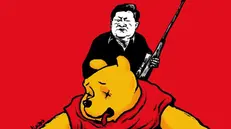 Un'opera di Badiucao che rappresenta Xi Jinping con Winnie The Pooh