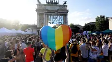 Un'immagine del Milano Pride del 26 giugno 2021 - Foto Ansa/Mourad Balti Touati © www.giornaledibrescia.it