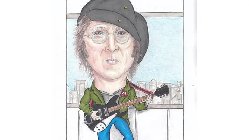 John Lennon visto dal vignettista bresciano Luca Ghidinelli © www.giornaledibrescia.it