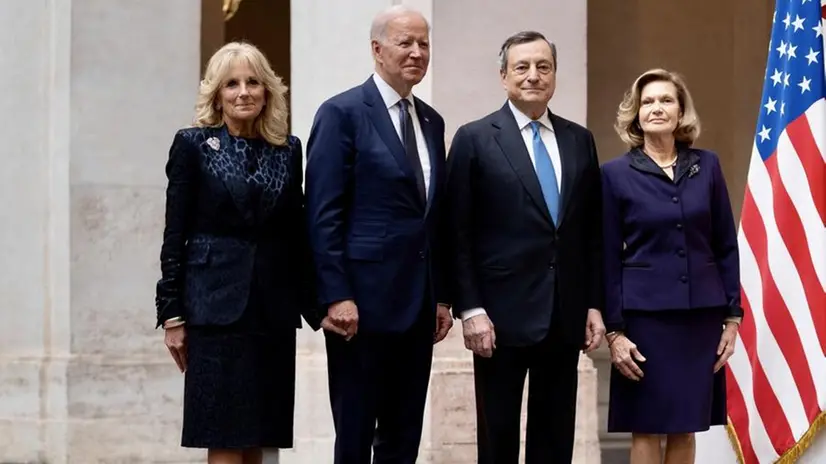 Jill e Joe Biden, Mario e Serena Draghi - Foto Ansa  © www.giornaledibrescia.it