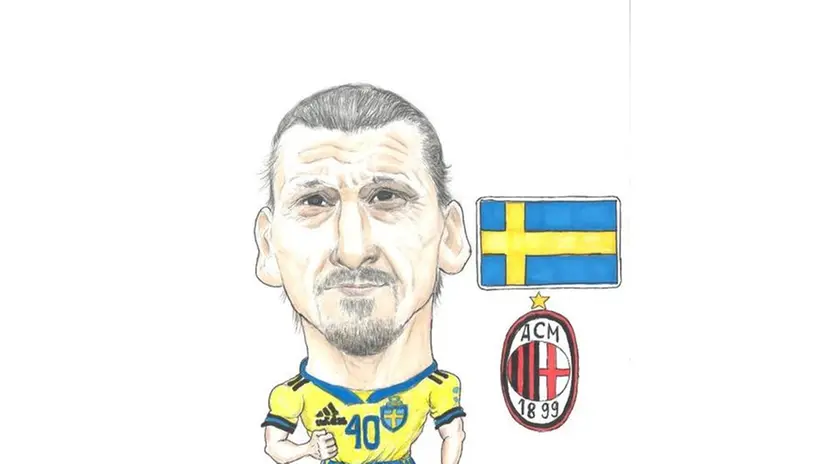 Ibrahimovic nella rappresentazione di Luca Ghidinelli - © www.giornaledibrescia.it