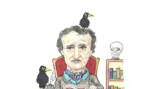 Edgar Allan Poe visto dal vignettista bresciano Luca Ghidinelli © www.giornaledibrescia.it