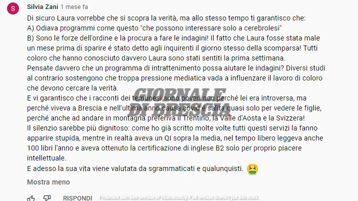 YouTube: il commento di Silvia Zani del 26 agosto 2021 - © www.giornaledibrescia.it
