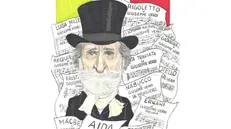 Giuseppe Verdi visto dal vignettista bresciano Luca Ghidinelli © www.giornaledibrescia.it