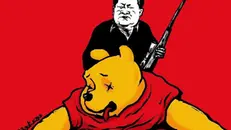 Un dettaglio dell'opera Xi's going on a bear hunt @Badiucao