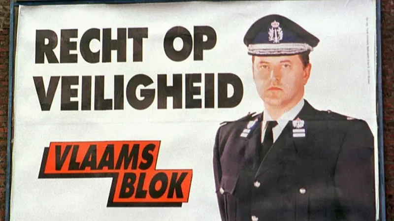 Un manifesto di Vlaams Blok, che inneggia al «diritto alla sicurezza»