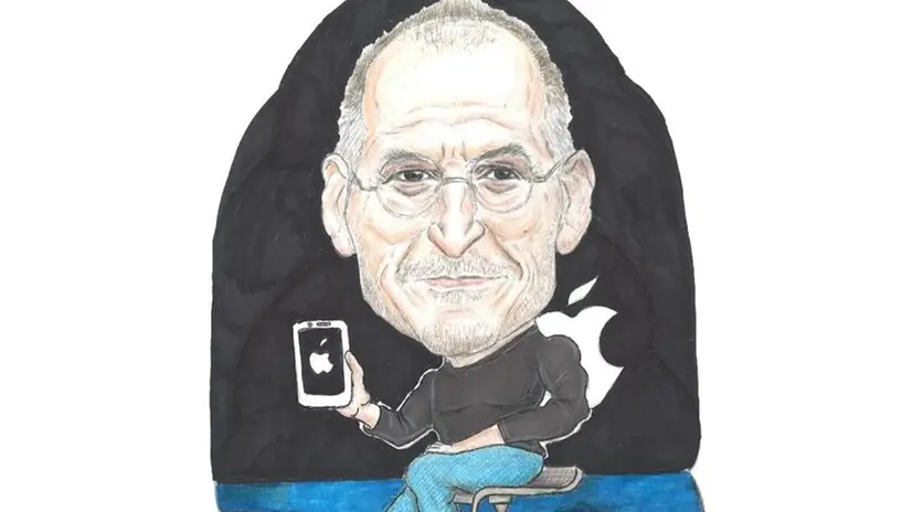 Stebe Jobs nella visione del vignettista bresciano Luca Ghidinelli - © www.giornaledibrescia.it