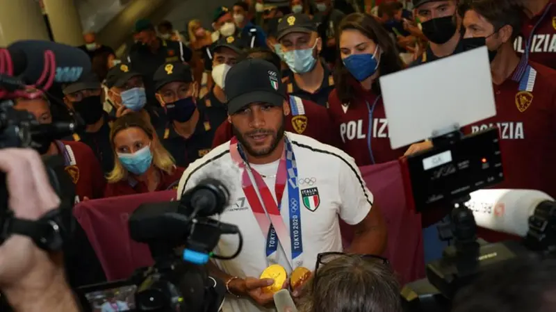 L'arrivo a Roma di Marcell Jacobs