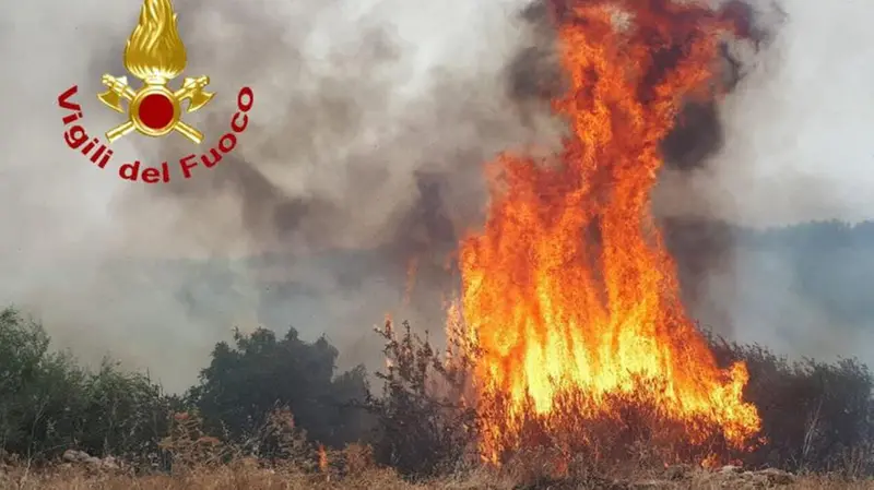 Terreno arido e sterpaglie in fiamme nel Siracusano - © www.giornaledibrescia.it