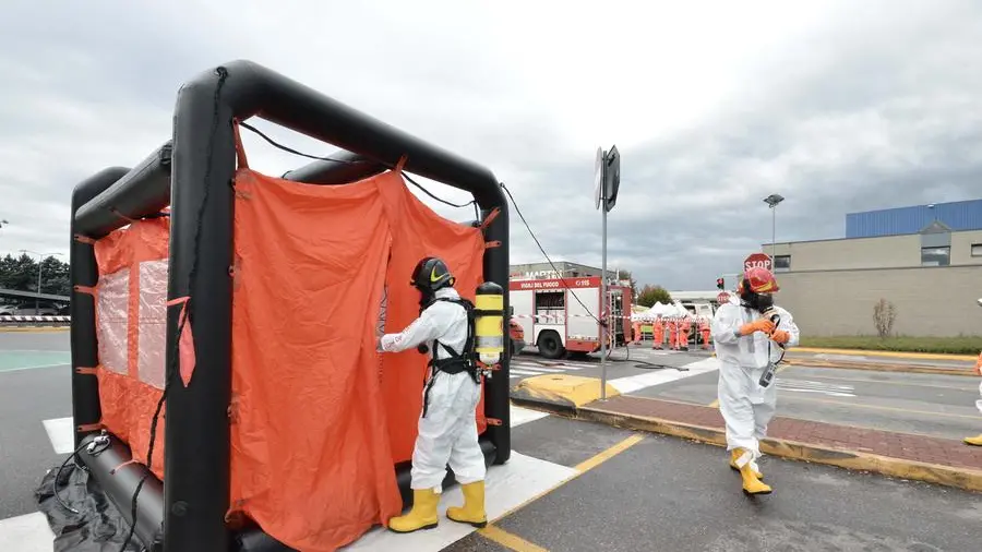 Un'esercitazione di gestione emergenza radioattività dei Vigili del Fuoco