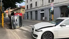 L'incidente tra auto e furgone in via Pastrengo