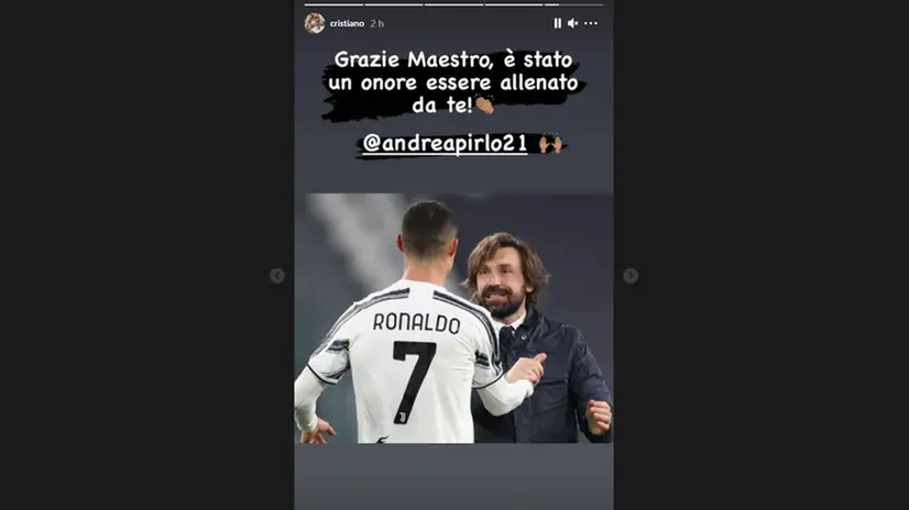Il saluto via Instagram di Cristiano Ronaldo ad Andrea Pirlo - © www.giornaledibrescia.it