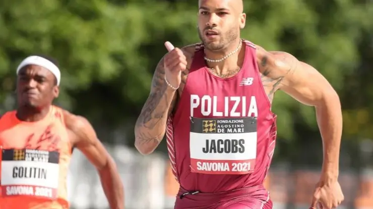 Jacobs a Savona nella gara del record - Foto Colombo - Fidal