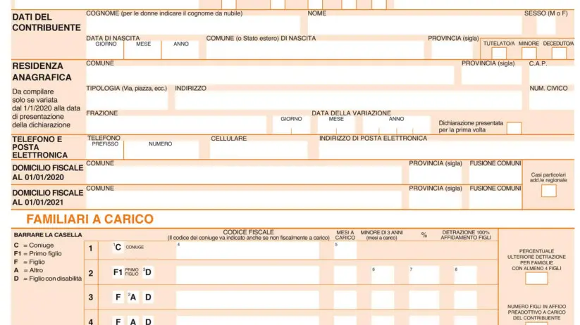 Il modello 730 del 2021
