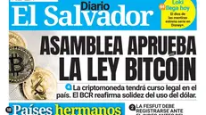 La prima pagina del quotidiano Diario El Salvador