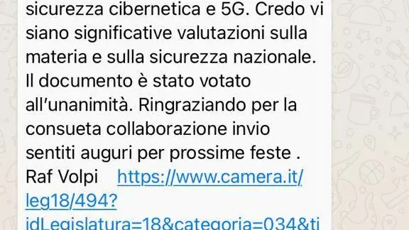 Il messaggio degli hacker partito dal cellulare di Volpi - © www.giornaledibrescia.it