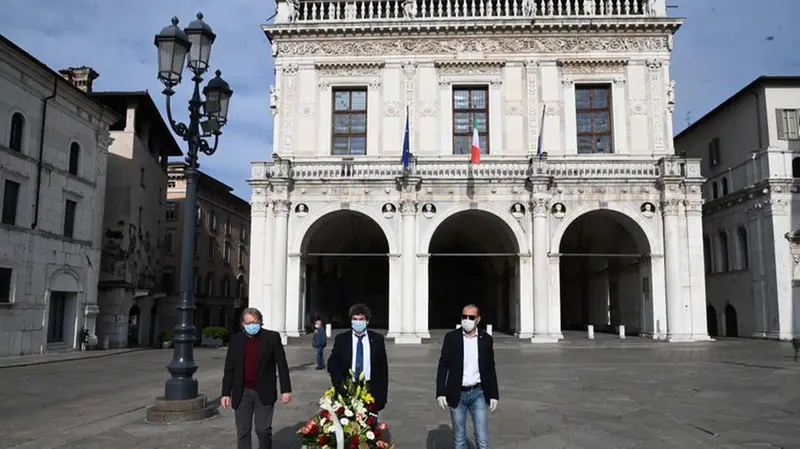 Le celebrazioni in Piazza Loggia per il Primo maggio del 2020