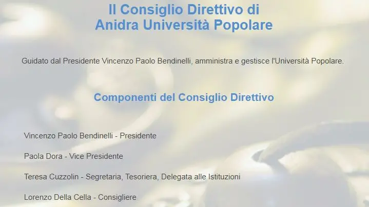 L'organigramma di Anidra che è stato cancellato dal sito web - © www.giornaledibrescia.it
