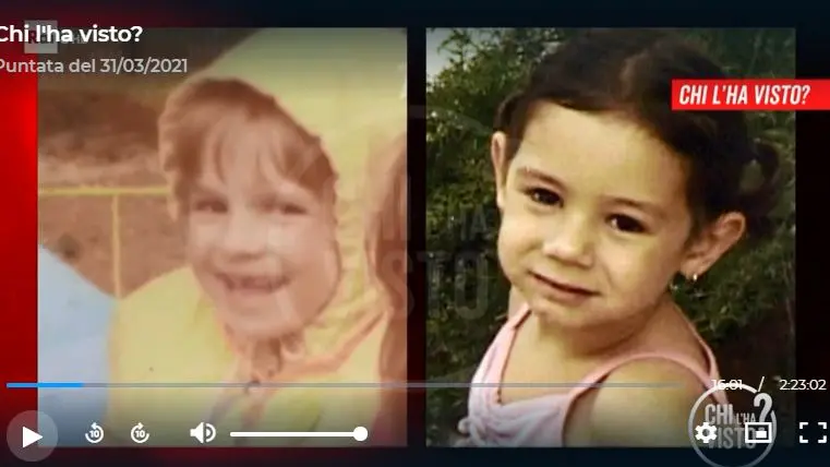 Le foto di Denise da piccola (dx) vicina a quella che ritrae Olesya Rostova