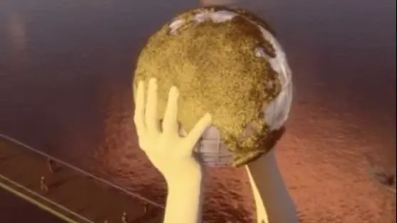 Alcuni frame tratti dal video che prefigura l'opera di Quinn