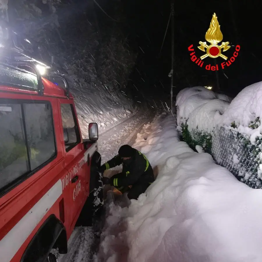 Gli interventi nella neve dei Vigili del fuoco