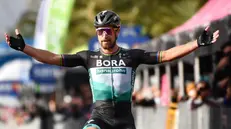Peter Sagan, il tre volte campione del mondo, con la maglia della Bora Hansgrohe - Foto Luca Zennaro / Ansa © www.giornaledibrescia.it