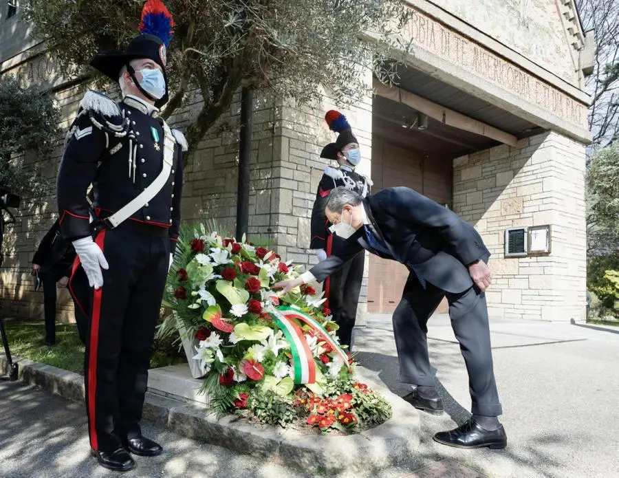 Draghi a Bergamo per omaggiare le vittime del Covid