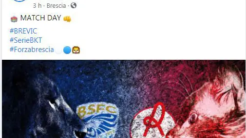 Il post del Brescia Calcio