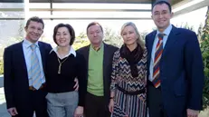 La famiglia Facchinetti al completo: da sinistra Fabio, Francesca, il presidente Evaristo, Maris, e Giuseppe