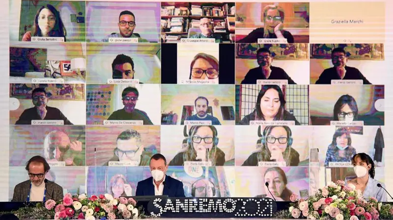 Festival di Sanremo, un momento della conferenza stampa - Foto Ansa © www.giornaledibrescia.it