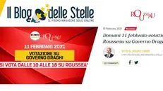 La homepage del Blog delle Stelle annuncia la votazione di domani su Rousseau - © www.giornaledibrescia.it