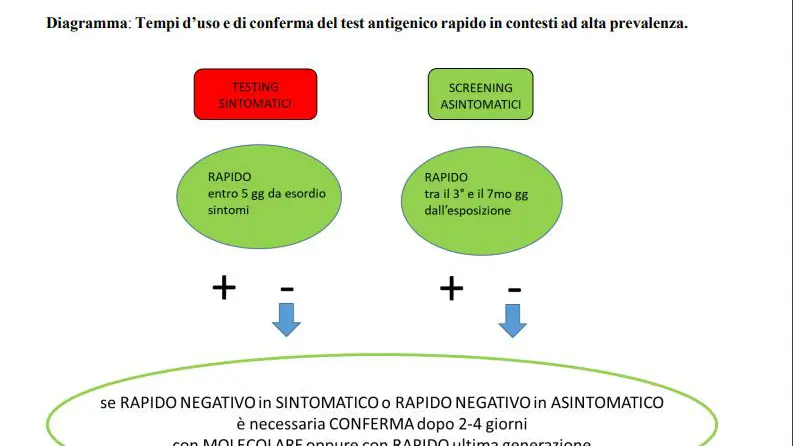 Lo schema di utilizzo dei test rapidi - Fonte: Ministero della Salute