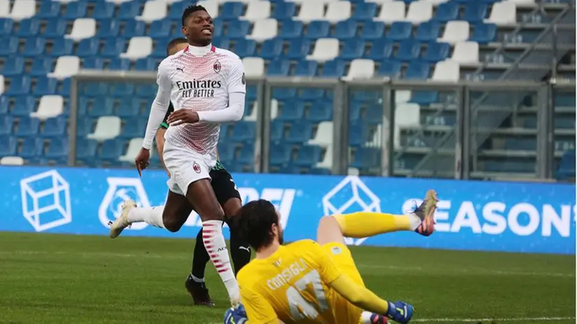 L'esultanza di Leao e compagni dopo il gol contro il Sassuolo
