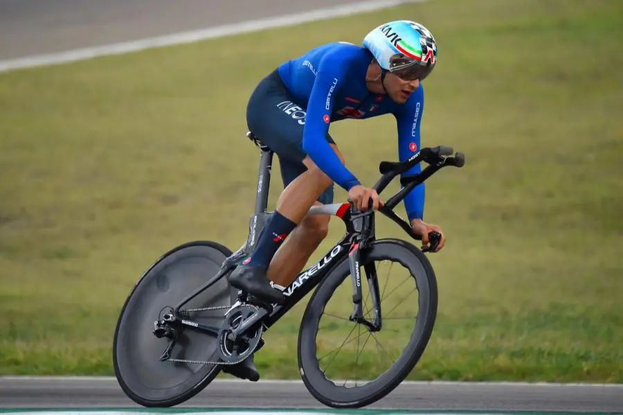 Filippo Ganna, vincitore della cronometro ai Mondiali di ciclismo di Imola
