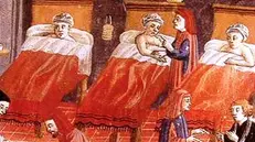La rappresentazione d'un lazzaretto-ospedale in un dipinto del Tardo Medioevo - © www.giornaledibrescia.it
