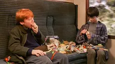 Ron e Harry mangiano le tuttigusti +1 sul treno per Hogwarts