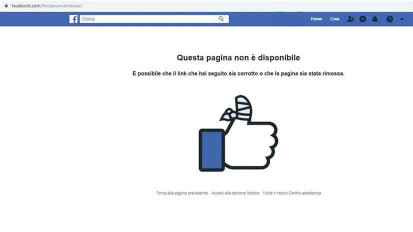 La pagina Facebook bloccata - © www.giornaledibrescia.it