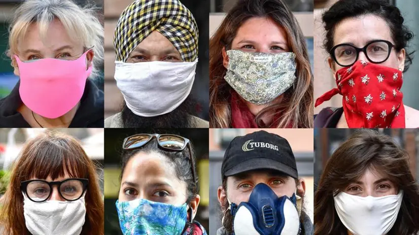Vari modelli e fogge di mascherine -  Foto © www.giornaledibrescia.it
