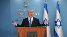 Il primo ministro israeliano Benjamin  Netanyahu - Foto Ansa/Epa/Abir Sultan
