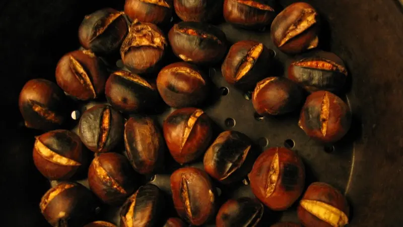 Castagne messe in padella sulle braci per diventare bristulìcc, caldarroste - Foto © www.giornaledibrescia.it