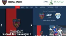 La homepage del sito del Cosenza Calcio - © www.giornaledibrescia.it
