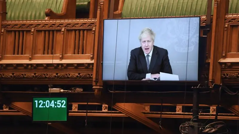 Boris Johnson interviene in videoconferenza durante un question time a Westminster - Foto Epa © www.giornaledibrescia.it