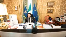 Il presidente Conte in videoconferenza - Foto tratta dal sito www.governo.it