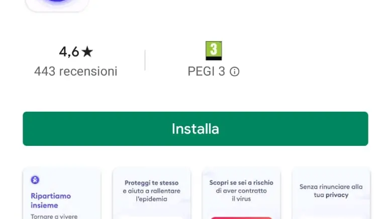 App Immuni sullo store di Google