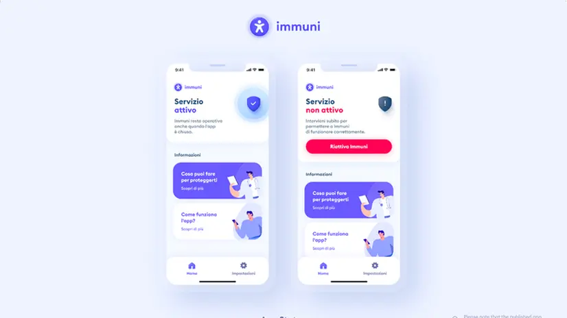 Le slide che presentano la app Immuni