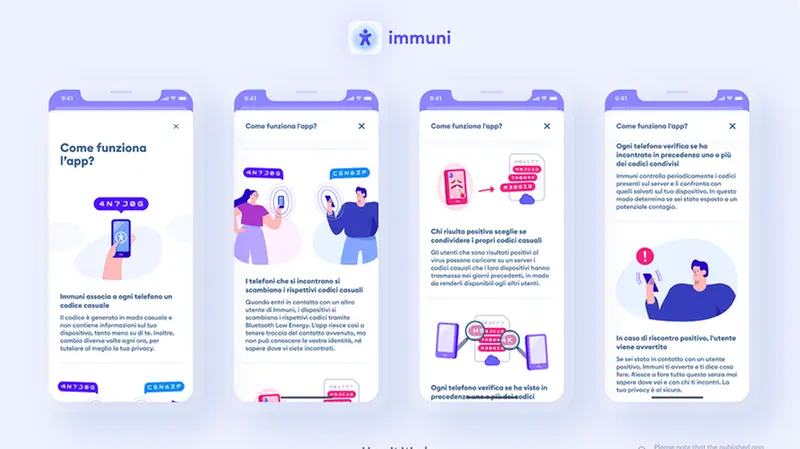 L'anticipazione di alcune schermate dell'app Immuni