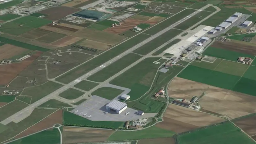 Una veduta aerea della zona dell'aeroporto di Montichiari - © www.giornaledibrescia.it
